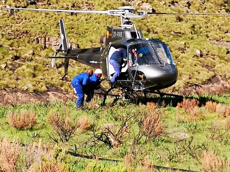 Lesotho Helicopter moving people